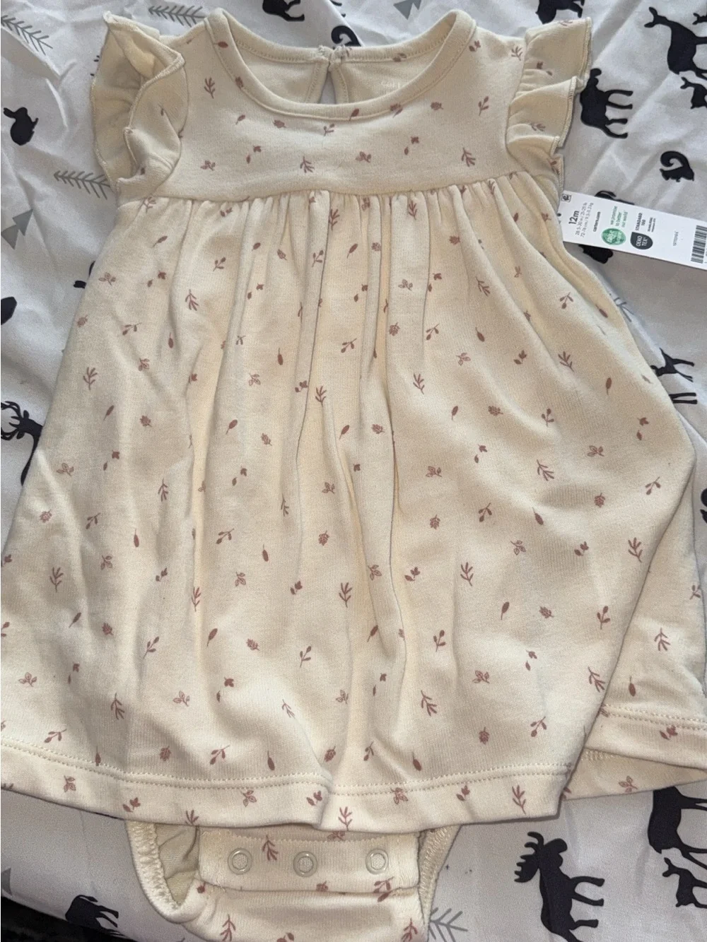 Carter's Cream One-Piece Bodysuit with Pink Floral Print
